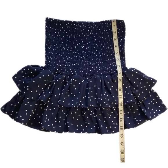 BB Dakota Skirt XS Y2K Navy & White POLKA DOTS Ruffled Sheered Mini - Picture 12 of 14